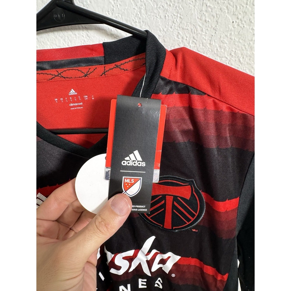 Portland Timbers Jersey Men's Small Black Red MLS Soccer Adidas Climacool V Neck - Picture 4 of 7